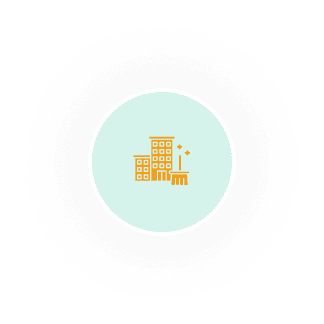 Yellow buildings illustration with black background