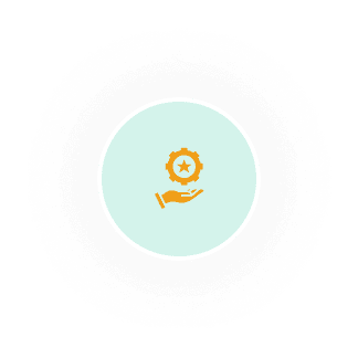 Gear and hand icon with star